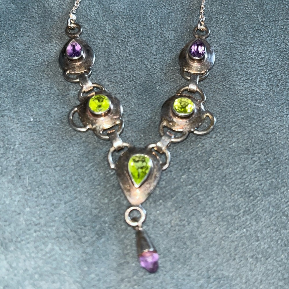 Sterling silver necklace and genuine amethyst and peridot necklace!!! Last one!